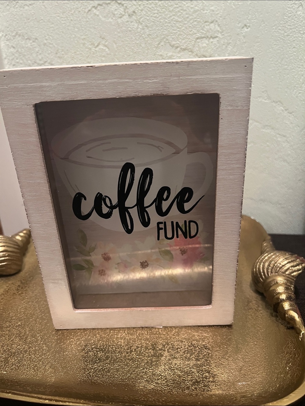 #2077*”7x9”Coffee Fund Decorative Shadow Box - White